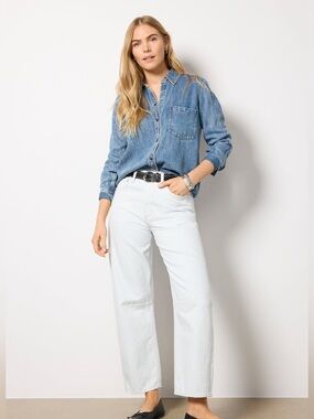 Citizens of Humanity Miro Relaxed High Rise Tapered Jeans Size 34 Blue Stripe